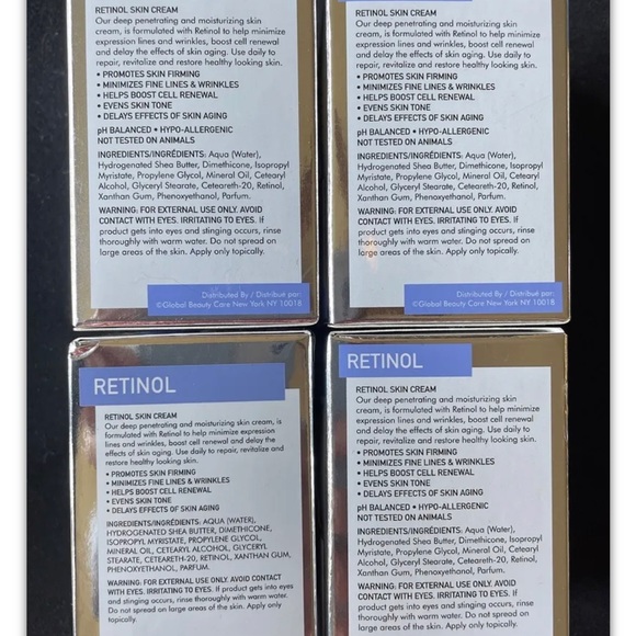 Retinol Anti-Aging Day Night Skin Cream 1.7 oz Global Beauty Care SET OF 4 New - Picture 2 of 7